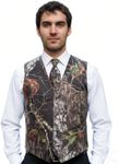 HBDesign Mens 2 Piece 4 Button Vests Outerwear Camouflage Color (Vest+Tie)-42R