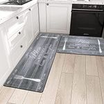 Bsmathom Non Slip Kitchen Rug Set 2 Pieces, Waterproof Kitchen Floor Mats Set, Comfort Standing Mat Kitchen Rug Runner (20"x31"+20"x47",Grey)