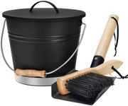 Mini Ash Bucket with Lid,Shovel & Hand Broom,Galvanized Steel Metal Charcoal Container, Coal Bucket with Handle,Tool Set Accessories for Fireplace Indoor & Outdoor, Fire Pit, Wood Burning Stove.Sliver
