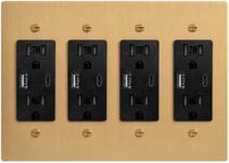 Residence Supply Solid Brass Outlet - 120 VAC, UL Listed Electrical Outlets - Decorative Wall Plate for Historical Homes - Durable Heavy-Duty Brass, Easy Installation - US Style