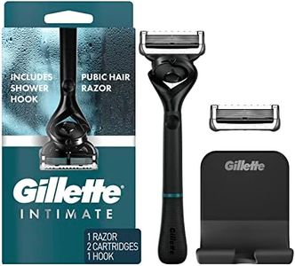 Gillette Intimate Pubic Hair Razor for Men, Men's Pubic Razor for Manscaping, Gentle and Easy to Use, Designed For Pubic Hair, 1 Razor Handle, 2 Razor Blade Refills