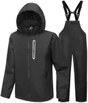 SWISSWELL Men's Heavy Duty Work Utility Rain Gear Suit Jacket and Rain Bibs Pants Waterproof for Fishing Sailing Boating Black Small