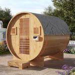 Breezestival Outdoor Sauna, 4-6 Person Tradition Wood Dry＆Steam Sauna with Sauna Stone, 220V/6KW Electric Heater