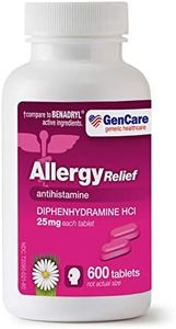 GenCare - Allergy Relief Medicine | Antihistamine Diphenhydramine 25mg (600 Tablets Per Bottle) Value Pack | Relieve for Itchy Eyes, Sneezing, Runny Nose | Seasonal or Indoor & Outdoor Allergies