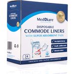 The Original Medokare Commode Liner with Super Absorbent Pad, 24 Liners - Fits Any Standard Bedside Commode Bucket or Toilet Commode Pail – Disposable Commode Liners for an Adult Commode Chair