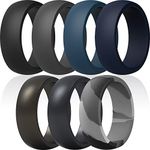 ThunderFit Mens Silicone Rings Wedding Bands - Classic & Middle Line - 7 Rings (Grey Camo, Dark Metal, Space Grey Metal, Dark Grey, Black, Dark Teal, Navy Blue, 13.5-14 (23mm))