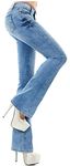 Noir Triple xxx Womens Bootcut Mid Rise Waist Stretch Jeans Trousers Blue Sizes UK 6-14 (M UK 10)