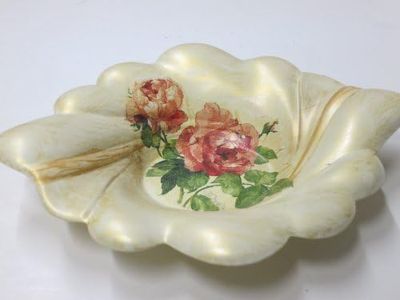 corona treasures GAC Italian Hand Painted 'Country Flowers' Deep Decorative Serving Bowl - Nut Bowl, Candy Dish, Centerpiece Bowl - Brass - Limited Edition 8x10