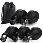 5Pack Cam Buckle Tie Down Straps Short, 1" x 4 ft Heavy Duty Lashing Secure Strap Adjustable Black Pull Cinch Strap for Kayak, Cargo, Luggage, Bicycles,Truck, Car Roof Rack, Moving