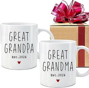 Dnuiyses Great Grandparents Est 2024 Mugs 11oz, Pregnancy Announcement Pregnancy Reveal Mug, New Grandma Grandpa Mothers Day Father's Day Gift, First Time Grandparents Gift, Gifts for New Grandparents
