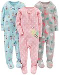 Simple Joys by Carter's Toddler Girls' 3-Pack Snug-Fit Footed Cotton Pajamas, Ballerina/Moon/Bee, 3T