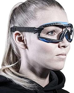 SolidWork Safety Goggles Anti-Fog Clear Lens with Adjustable Elastic Headband. Protective Eyewear for Men & Women (Light Blue)