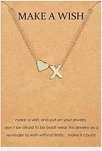 Make A Wish Necklace for Women Heart Initial Necklace Dainty Letter Necklace Women Trendy Stuff Under 5 Dollar Items for Teen Girls Monogram Name Necklace Trendy Alphabet Necklace Initial Pendant Necklace Birthday Christmas Gifts for Girls