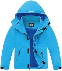 Buyboxs Kids Lightweight Jacket Boys Rain Jackets Thin Fleece Lined Zip Pockets Water Proof Outdoor Coats for Boys Girls Light blue S 6-7