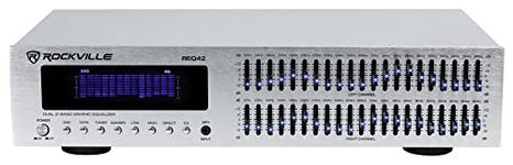 Rockville REQ42-S Silver 19" Rack Mount 2x21 Band Equalizer with Spectrum Analyzer