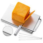 TABELTON Cheese Slicer with Wire for Block Cheese - Adjustable Cheese Cutter Board with 4 Replacement Wires - Stainless Steel Precise Scale for Clear Cuts