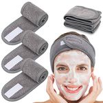 Whaline 4 Counts Spa Facial Headband Head Wrap Terry Cloth Headband Stretch Towel for Bath, Makeup and Sport (Gray)