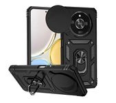 SkyTree Polycarbonate Honor X9B 5G, Robotic Sliding Camera Window Shock Proof Thunder Case, Dual Layer Hybrid Armor Back Cover Case With Kickstand For Honor X9B 5G - Black