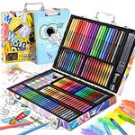 Art Set, 180 Piece Drawing Painting Art Kit, Gifts for Kids Girls Boys Teens, Art Supplies Case with Clipboard, Coloring Papers, Drawing Papers, Oil Pastels, Crayons, Colored Pencils, Watercolor Cakes