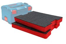 Shadow Foam L-Boxx Inserts – Perfect fit for Bosch L-Boxx 102–374 [Red 50mm Twin Pack] Foam Inserts for Sortimo L-Boxx Modular Toolbox | Ideal for Power Tools, Tool Organisation and Tool Storage