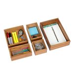 Seville Classics Bamboo Premium Organizer Storage Bins for Kitchen Silverware, Pantry, Closet, Office Desk, Pens, Utensils, Makeup, K Cup, Bamboo, Bin Set (5 Piece)