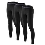 HYCOPROT Men's 3 Pack Compression Pants Athletic Tight,Leggings Base Layer Bottoms for Running Workout Sports Yoga Basketball (S, Black)