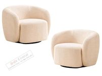 Sofas Central Modern Boucle Swivel Barrel Chair, 360-Degree Rotation, Pink, 300 lbs Capacity, No Assembly Required (Set of 2 Chairs, Light Beige Boucle)