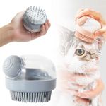 Pet Grooming Bath Massage Brush, Dog Cat Bath Brush Pet Shampoo Massage Dispenser Grooming Shower Brush Bath Shampoo Massage Dispenser Shower Brush for Short Long-Haired Dogs Cats (Grey)