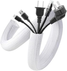 AGPTEK Cable Sleeve Cover, 20ft - 1 inch Cord Management Wire Organizer Under Desk, Home Office Computer Wire Cover Hider Cord Protector, Protect Pet Cat Dog from Chewing, White