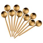 Bisda 4.7 Inches Matte polish Espresso spoons Stainless Steel Set of 10, Mini Teaspoons set for Coffee Sugar Dessert Cake Ice Cream Cappuccino (Gold)