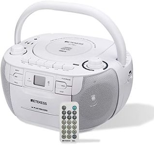 Retekess TR621 CD and Cassette Player Combo, Portable Boombox AM FM Radio, Tape Recording, Stereo Sound, USB, Micro SD, for Family(White)