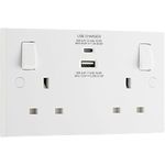 BG Electrical Switched 13A Double Socket with Type A & Type C USB