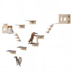 VEVOR Wall Mounted Cat Shelves, Cat Wall Shelves and Perches with Jumping Boards, Cat Beds, Hammocks & Cat Tree, Cat Furniture and Shelves up to 40 lbs for Sleeping, Playing, Climbing, Set of 9