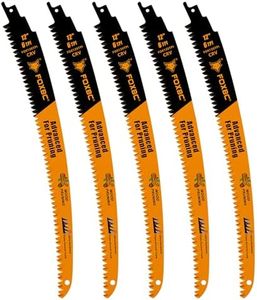 FOXBC 12 Inch Japanese Teeth Reciprocating Saw Blade 6TPI, Curved Edge Wood Pruning Saw Blades Cutting for Tree Trimming, Wood - 5 Pack