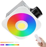 Bathroom Exhaust Fan with Light, 36W Quiet Vent Fan - 160 CFM & 1.0 Sone, 1500lm LED Light (3000K/4000K/5000K) - 5 Brightness Adjustable, 7 RGB Modes & Nightlight, Remote Control, Easy to Install