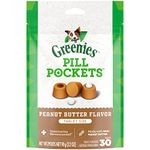 GREENIES PILL POCKETS Dog Treats Tablet Size Natural Soft with Real Peanut Butter, (30 Treats) 3.2oz. Pack