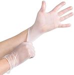 Disposable Vinyl Gloves (Medium 100) Latex Free Rubber | Disposable, Extra Strong, Clear | Fluid, Blood, Exam, Healthcare, Food Handling Use | Disposable Powder Free Hand Gloves (S (Pack of 100))