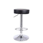 KKTONER Round Bar Stool PU Leather with Footrest Height Adjustable Swivel Pub Chair Home Kitchen Bar stools Backless Stool (Black)