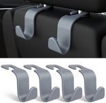 Amooca Car Seat Headrest Hook 4 Pack Hanger Universal Vehicle Car Storage Organizer for Handbag Purse Coat S Type Grey