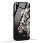 NDCOM for iPhone Xs Max Back Cover King Lion Printed Glass Case