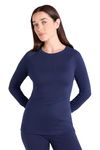 Mountain Warehouse Talus Womens Long Sleeves Baselayer Top - Thermal Underwear, Lightweight, Breathable, Warm & Easy Care - Autumn, Winter & Outdoors Navy (Round Neck) Women's Size 12