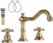 YBlucklly Lavatory Widespread Bathroom Sink Faucet Antique Brass Mixer Tap Washing Room Vanity Faucet 8-16 inch 2 Handles 3 Holes Bathroom Faucet with Pop Up Drain with Overflow