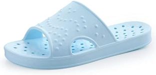 shevalues Shower Shoes for Women with Arch Support Quick Drying Pool Slides Lightweight Beach Sandals with Drain Holes, Light Blue-Update Version 6.5-7.5 Women / 5-6 Men