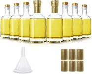 HINGWAH 8 Pack 12oz Glass Bottles with Cork Lids, 375ml Liquor Bottles with T-Top Stopper, Empty Whisky Bottles for Wine, Beverages, Beer, Drinks, Oil, Juices (Shrink Capsules and Funnel Included)