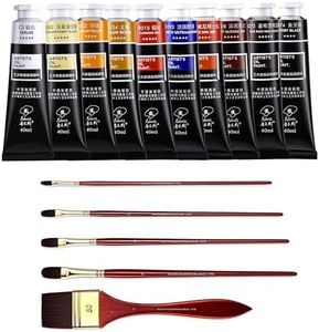 rubens Artist Oil Paints Set 10 Colors with Filbert Paint Brushes Set, 1.35 OZ Portrait Colors for Canvas, Professional Oil Paint Kits for Artists, Beginners