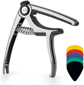 Sondery Guitar Capo String Cutter Pin Puller Pick Holder 4 in 1 for 6 Strings Acoustic and Electric Guitars, 5 Guitar Plectrums and A Pouch Enclosed Free