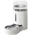 JUNSPOW Pet Water Dispensers, 6L Gravity Large Capacity Stainless Steel Water Dispenser, 100% BPA-Free Automatic Pet Waterer for Cats & Small/Medium-Sized Dogs White