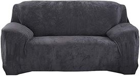 Seogva Velvet Sofa Cover, 1-Piece Sofa Slipcover Thick Furniture Cover, Stylish Sofa Chair Slipcover for Living Room, Couch Covers for Dogs, Couch Slipcover (2-Seater Loveseat, Dark Grey)