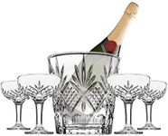 Godinger Champagne Coupe and Ice Bucket Cocktail Glasses Set - Dublin Barware Mixology Collection