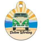 Spoilt Rotten Pets 31mm Green Campervan Camper Dub Dog Split Screen Pet Identity Cat or Dog ID Tag Custom Printed with Your Dog or Cats Name & Contact Details (31mm Labs, Staffies & Medium Dogs)
